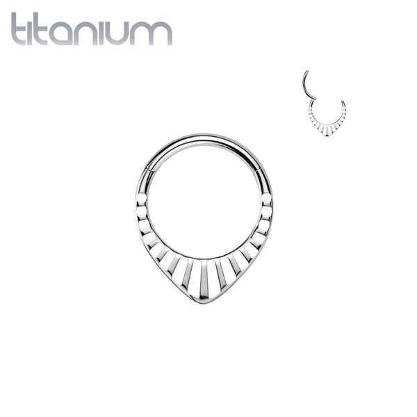 Implant Grade Titanium V Shaped Cut Out Hinged Clicker Hoop - Pierced Universe