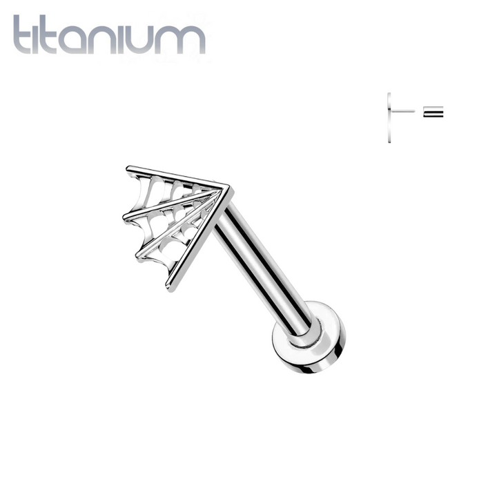Implant Grade Titanium Large Spider Web Push In Threadless Labret With Flat Back - Pierced Universe