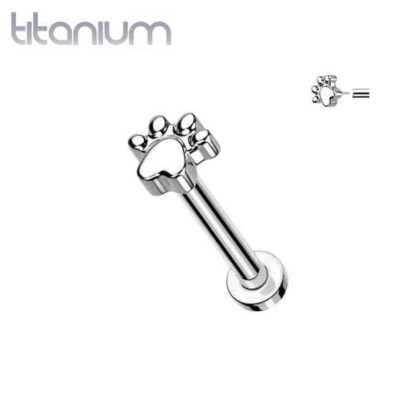 Implant Grade Titanium Paw Print Push In Threadless Labret With Flat Back - Pierced Universe