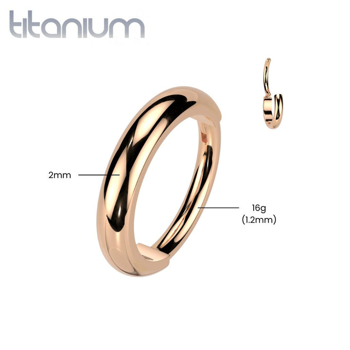 Implant Grade Titanium Rose Gold PVD Thick Hinged Helix Cartilage Clicker Hoop - Pierced Universe