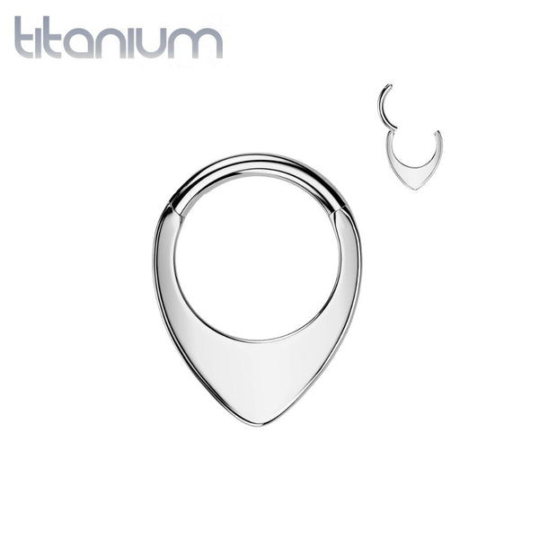 Implant Grade Titanium Thick Flat V Shape Septum Hinged Clicker Hoop