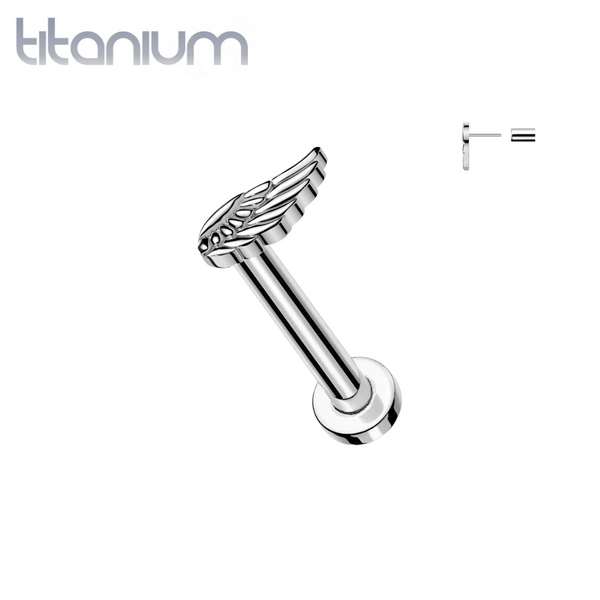 Implant Grade Titanium Angel Wing Push In Threadless Labret With Flat Back - Pierced Universe