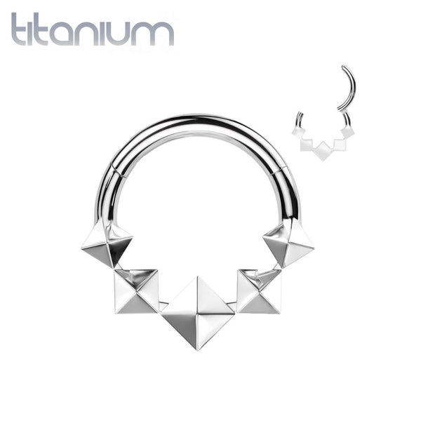 Implant Grade Titanium Pyramid Shaped Septum Hinged Clicker Hoop