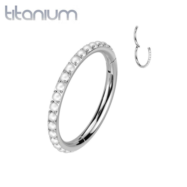 Implant Grade Titanium Pearl Studded Hinged Cartilage Clicker Hoop
