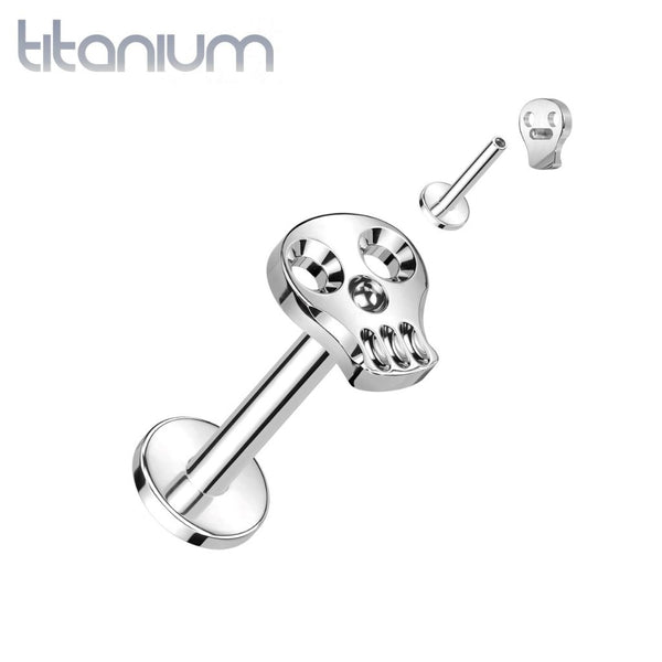 Implant Grade Titanium Skull Internally Threaded Flat Back Labret