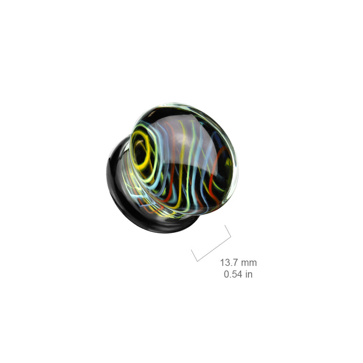 Multicoloured Stripe Pyrex Glass Double Flared Plugs - Pierced Universe