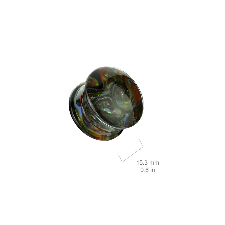 Rainbow Swirl Pyrex Glass Double Flared Plugs - Pierced Universe