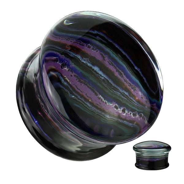 Rainbow Stripe Pyrex Glass Double Flared Plug - Pierced Universe
