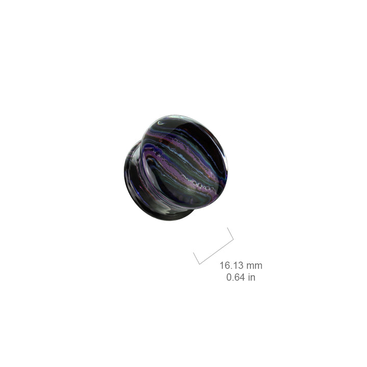 Rainbow Stripe Pyrex Glass Double Flared Plug - Pierced Universe