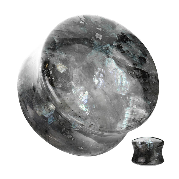 Organic Natural Black Labradorite Double Flared Stone Plugs - Pierced Universe