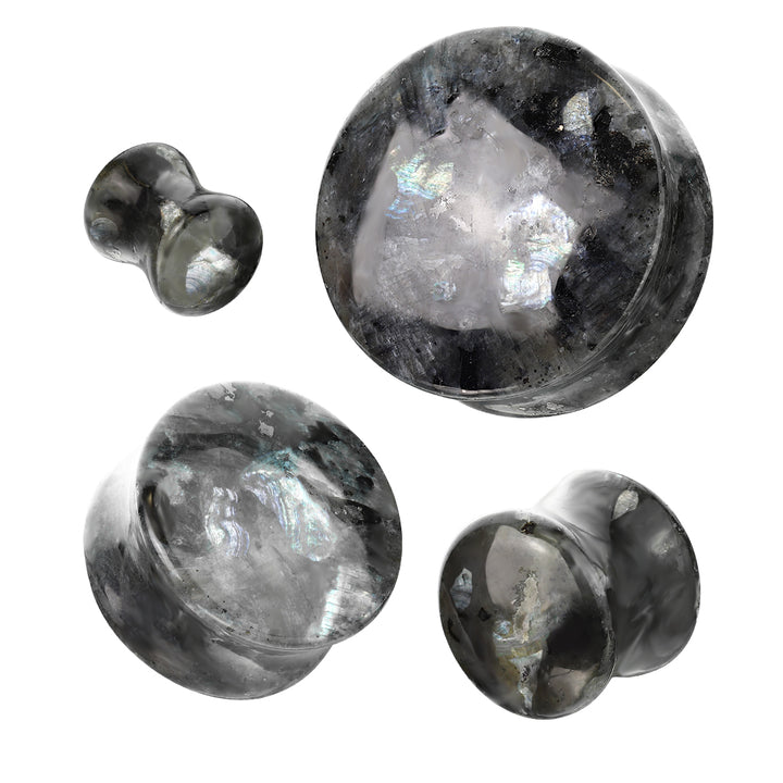 Organic Natural Black Labradorite Double Flared Stone Plugs - Pierced Universe