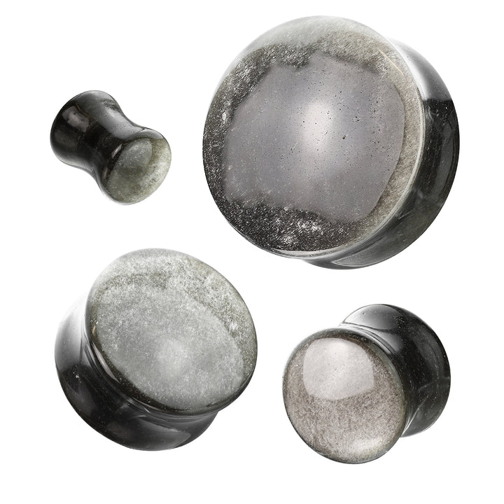 Organic Natural Silver Obsidian Double Flared Plugs - Pierced Universe