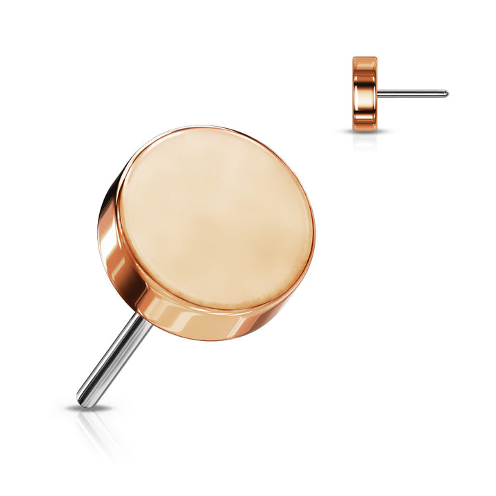 Implant Grade Titanium Rose Gold PVD Circle Disc Push In Threadless Labret With Flat Back - Pierced Universe