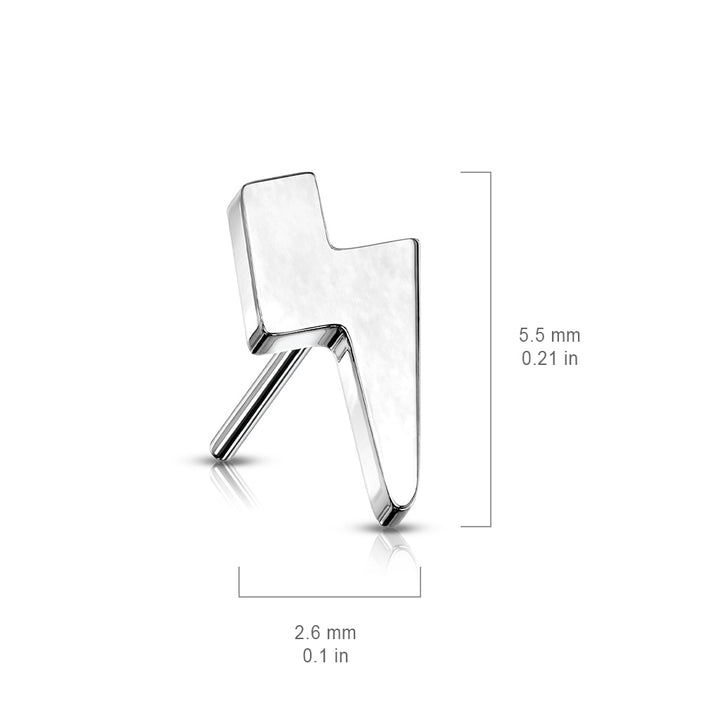Implant Grade Titanium Threadless Push In Tragus/Cartilage Rose Gold PVD Lightening Bolt Stud With Flat Back - Pierced Universe