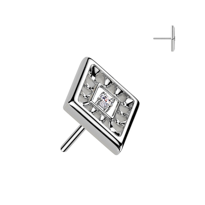 Implant Grade Titanium White CZ Evil Eye Diamond Shaped Threadless Labret With Flat Back - Pierced Universe