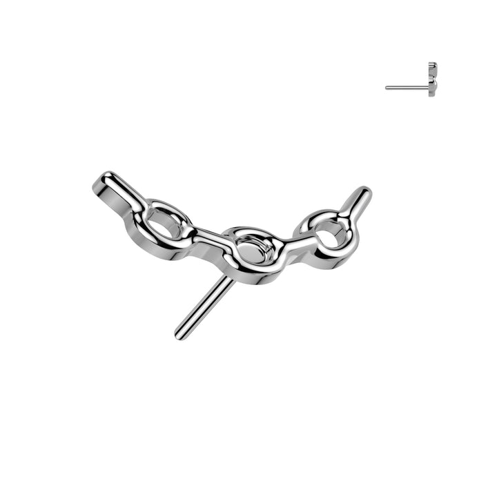 Implant Grade Titanium Curved Chain Link Push In Threadless Labret With Flat Back - Pierced Universe