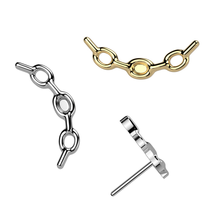 Implant Grade Titanium Gold PVD Curved Chain Link Push In Threadless Labret With Flat Back - Pierced Universe