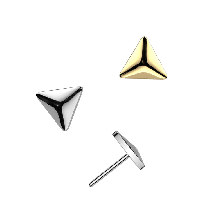 Implant Grade Titanium Gold PVD Minimal Triangle Push In Threadless Labret With Flat Back - Pierced Universe