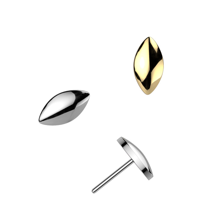 Implant Grade Titanium Gold PVD Minimal Marquise Push In Threadless Labret With Flat Back - Pierced Universe