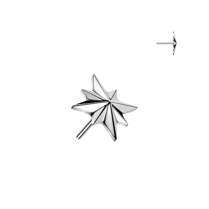 Implant Grade Titanium Large Starburst Ridged Push In Threadless Labret With Flat Back - Pierced Universe