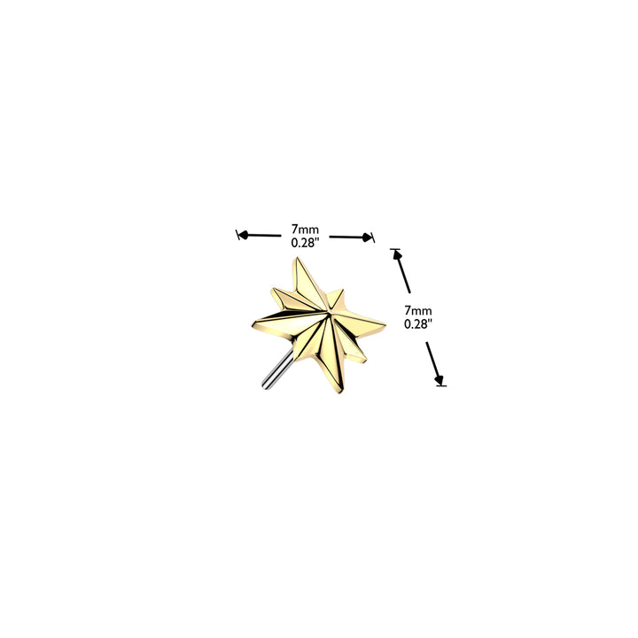 Implant Grade Titanium Gold PVD Large Starburst Ridged Push In Threadless Labret With Flat Back - Pierced Universe