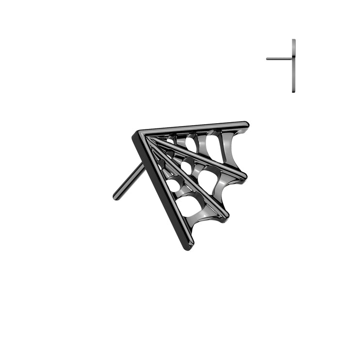 Implant Grade Titanium Black PVD Large Spider Web Push In Threadless Labret With Flat Back - Pierced Universe