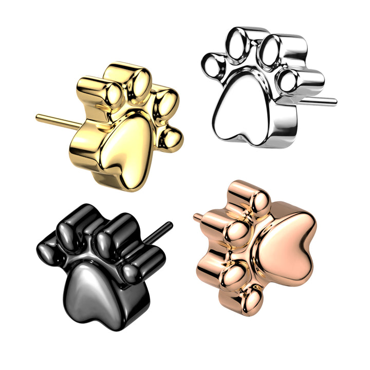 Implant Grade Titanium Black PVD Paw Print Push In Threadless Labret With Flat Back - Pierced Universe