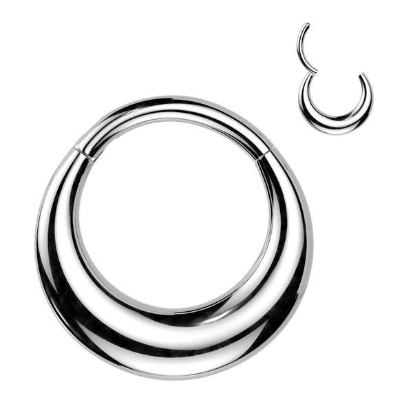 316L Surgical Steel Thick Moon Hinged Clicker Hoop