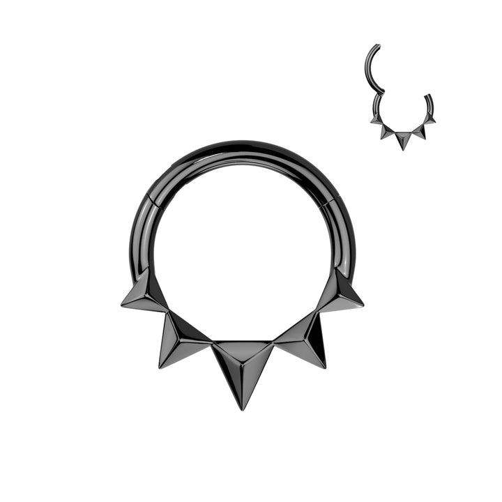 316L Surgical Steel Black PVD Dainty Small Spiked Hinged Clicker Hoop - Pierced Universe