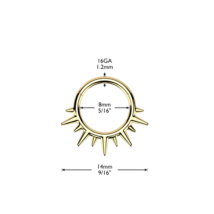 316L Surgical Steel Black PVD Dainty Wide Flare Spikes Hinged Clicker Hoop - Pierced Universe