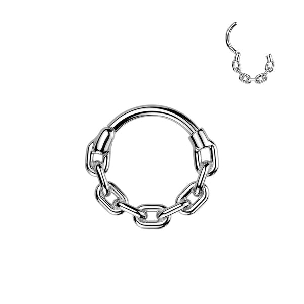 316L Surgical Steel Thick Chain Link Hinged Clicker Hoop - Pierced Universe