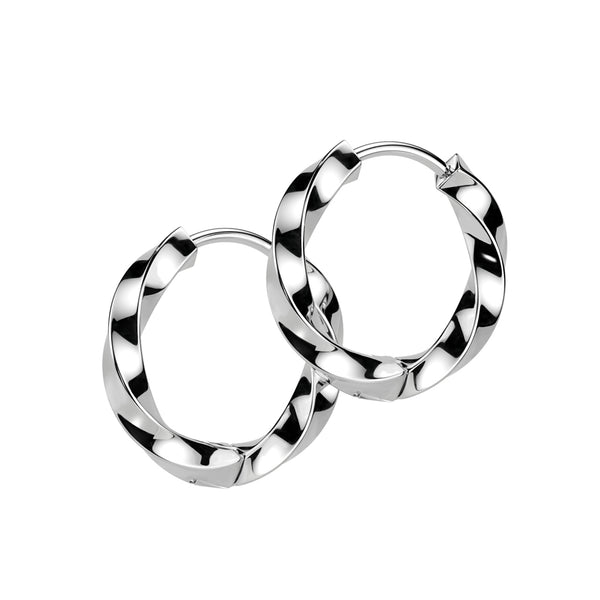 Pair of 316L Surgical Steel Twisted Hoop Earrings - Pierced Universe