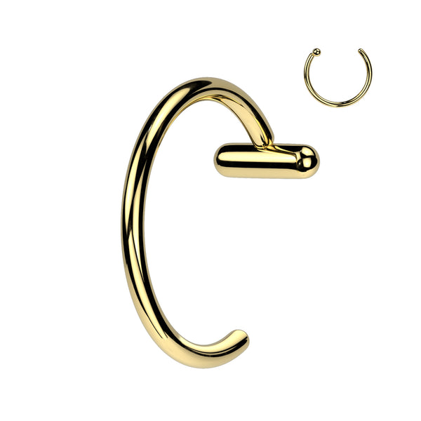 Implant Grade Titanium Gold PVD Nose Hoop Ring With Bar Stopper
