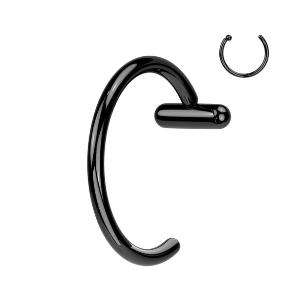 Implant Grade Titanium Black PVD Nose Hoop Ring With Bar Stopper