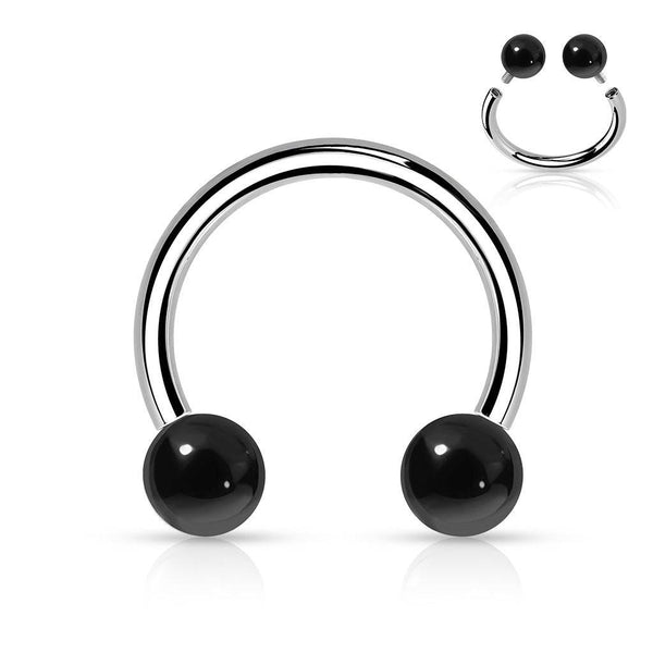 Matte Black Horseshoe Barbell Earrings - Surgical Steel 316L, Sold As Pair, 4 Sizes (Body Jewelry)