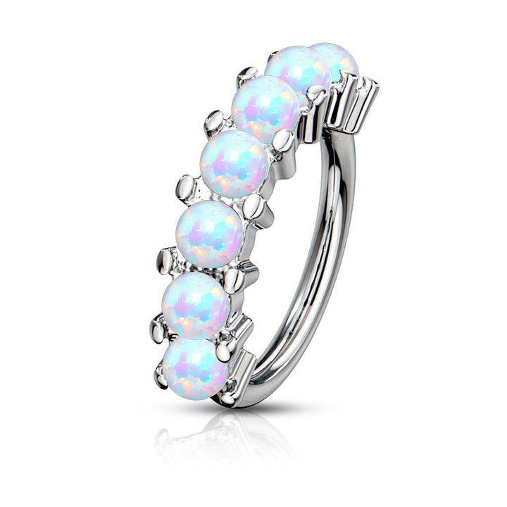 316L Surgical Steel Multi Use Easy Bend White Opal Hoop - Pierced Universe