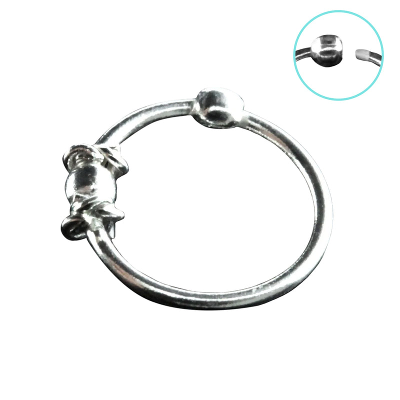 925 Sterling Silver Tribal Beaded Nose Hoop Ring - Pierced Universe