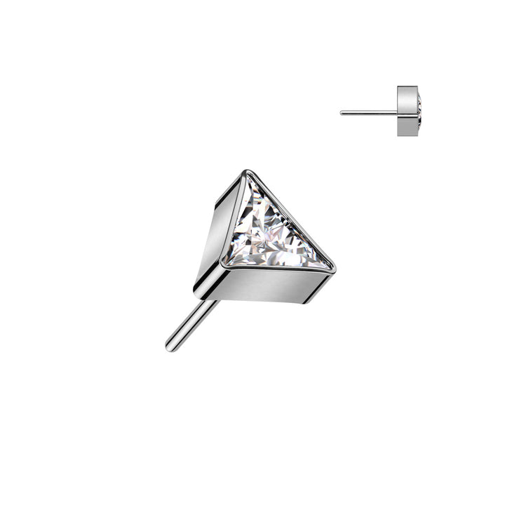 Implant Grade Titanium White CZ Triangle Threadless Push In Labret - Pierced Universe