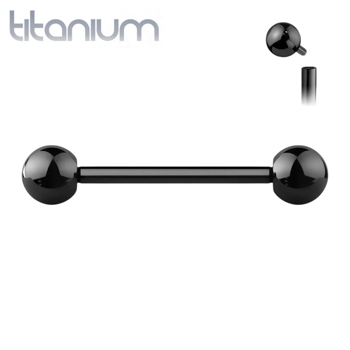 Implant Grade Titanium Internally Threaded Black PVD Straight Barbell - Pierced Universe