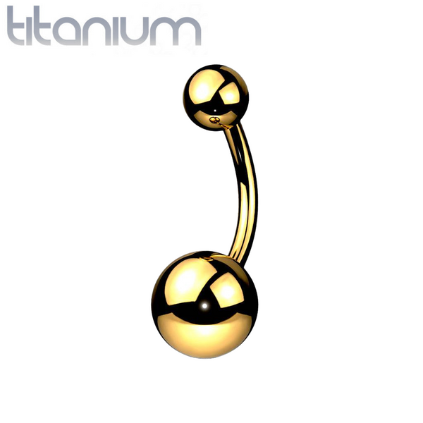 Implant Grade Titanium Gold PVD Ball Stud Belly Ring - Pierced Universe