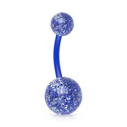 Bioflex Bar with Glitter Acrylic Balls Belly Button Ring - Pierced Universe