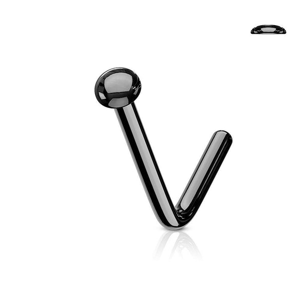 Black IP 316L Surgical Steel L Shape Flat Top Nose Stud - Pierced Universe