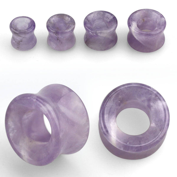 Double Flared Amethyst Stone Ear Gauges Tunnels - Pierced Universe