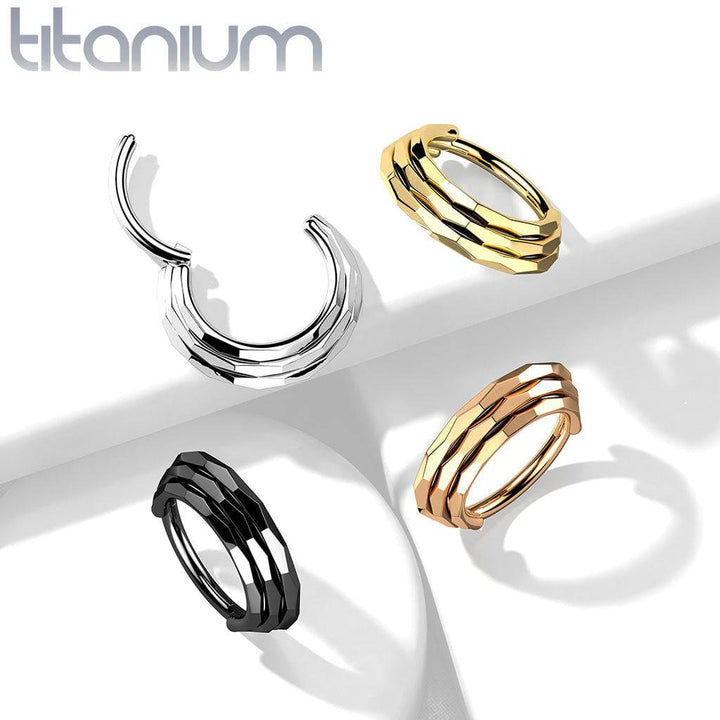 Implant Grade Titanium Black PVD Triple Layer Hinged Clicker Hoop - Pierced Universe