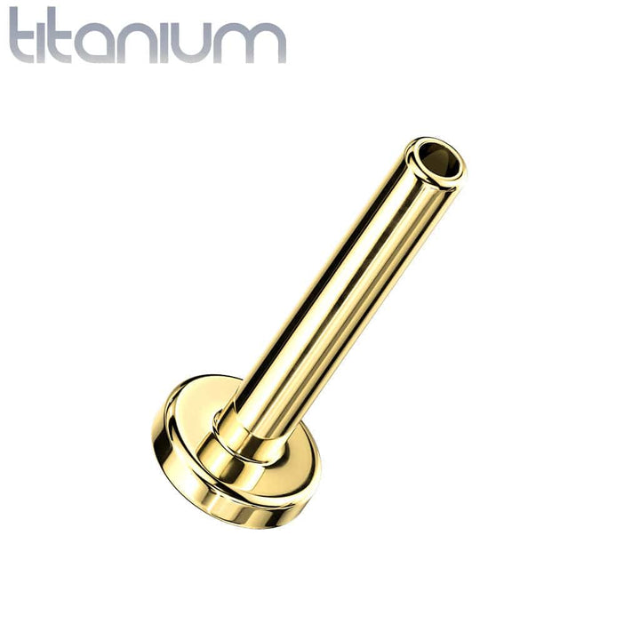 Implant Grade Titanium Gold PVD Threadless Push In Labret White Studded CZ Cross - Pierced Universe