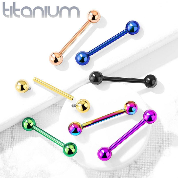 Implant Grade Titanium Internally Threaded Black PVD Straight Barbell - Pierced Universe