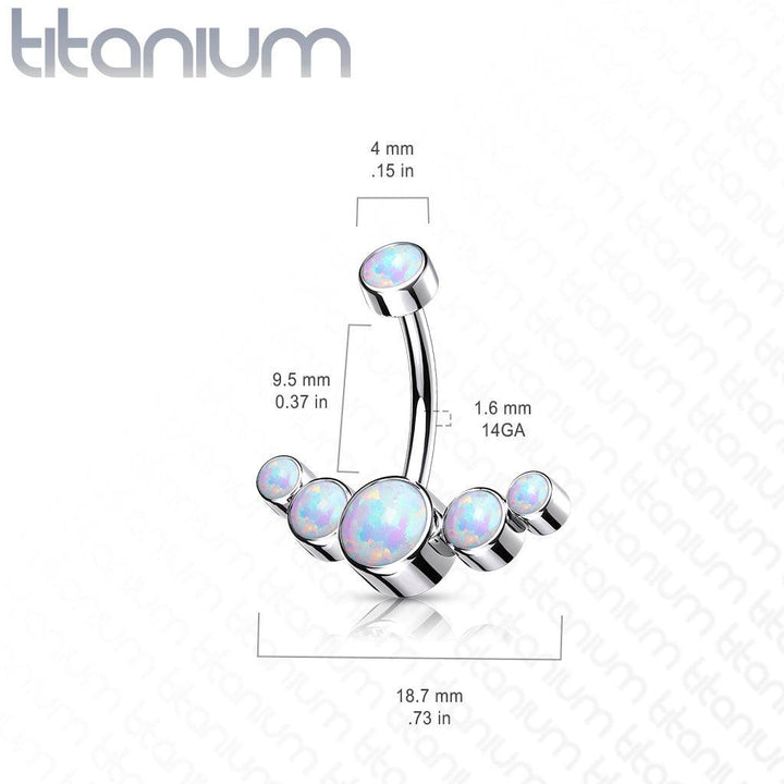 Implant Grade Titanium Internally Threaded With 5 Bezel White CZ Bottom Belly Ring - Pierced Universe