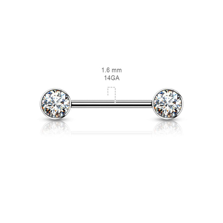 Implant Grade Titanium Nipple Barbell With Internally Threaded Pink CZ Gems - Pierced Universe