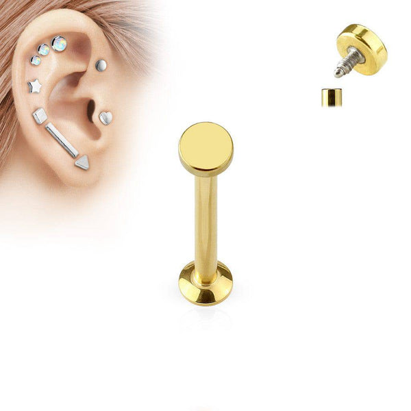 Internally Threaded Round Gold PVD Labret - Pierced Universe