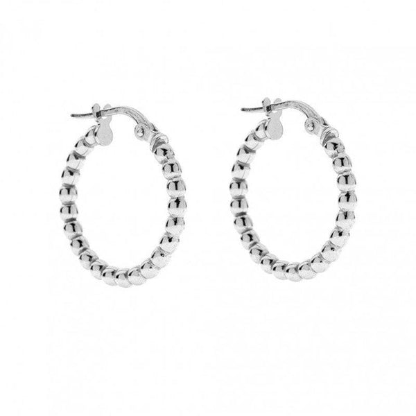 Pair Of 925 Sterling Silver Beaded Minimal Hoop Earrings - Pierced Universe